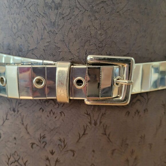 Vintage Silver Metal Belt With Buckle 40" - Picture 2 of 5